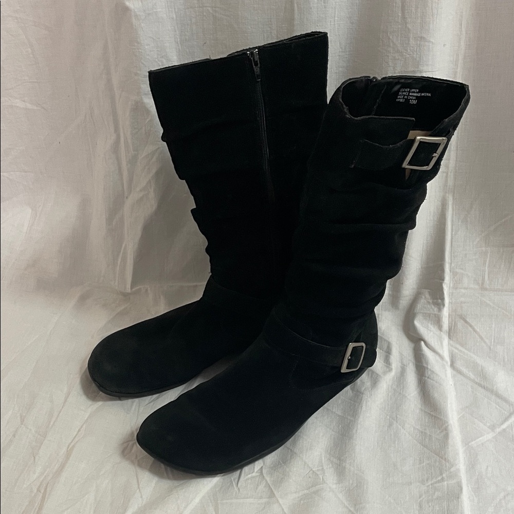 Nordstrom BP Black Suede Mid-Calf Boots - 10